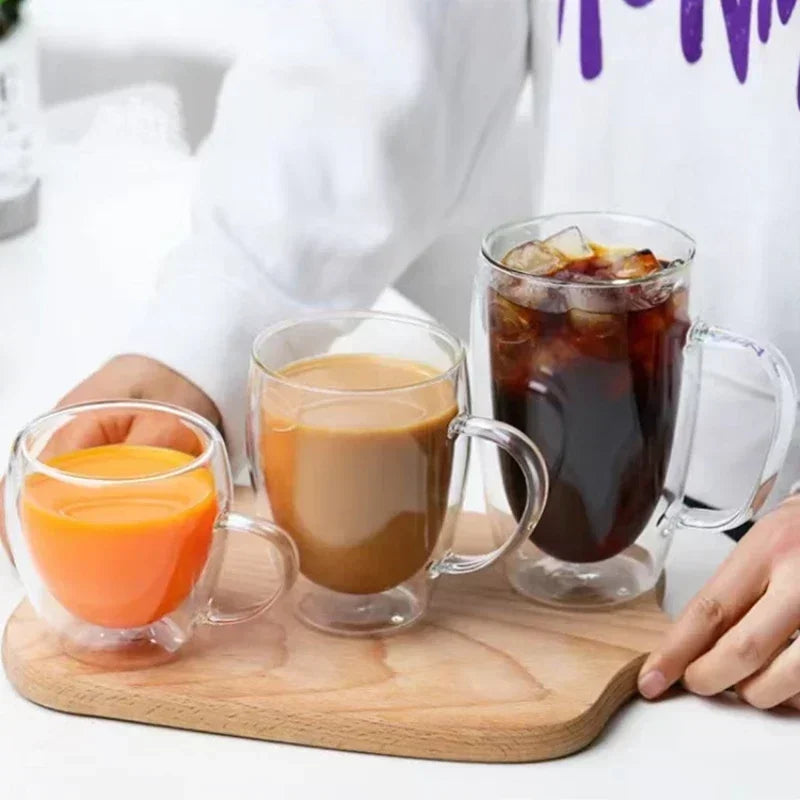Mug double paroi en verre borosilicate avec anse - vue 6 sur 7