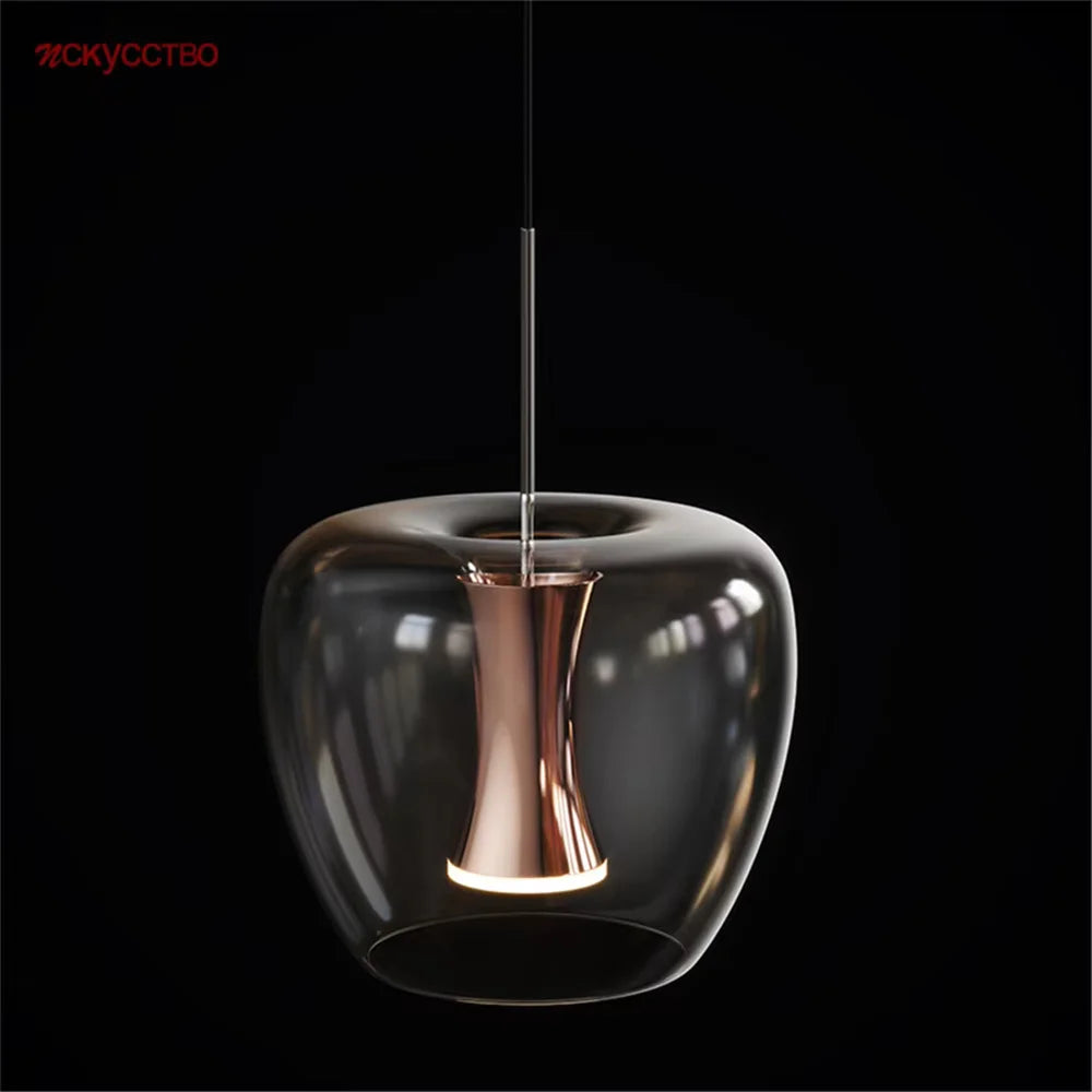 Suspension led en verre transparent au design moderne pour décoration intérieure