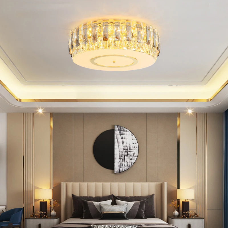 plafonnier led dimmable en verre de cristal rond moderne - vue 5 sur 11