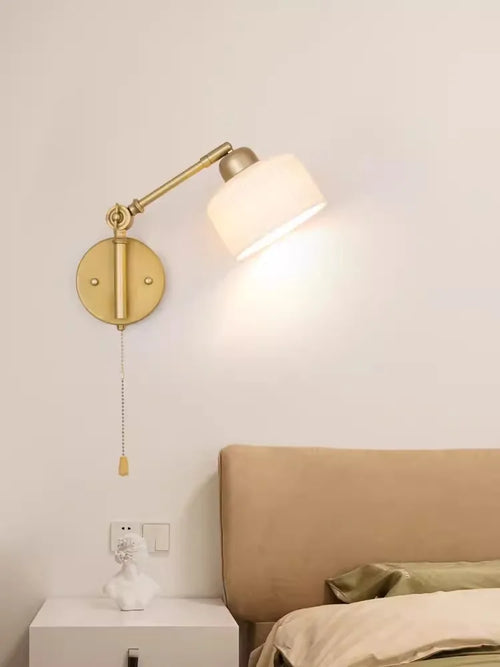 Applique murale nordique en céramique avec bras rotatif rétractable