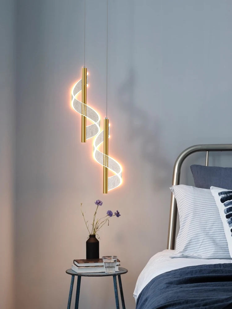 suspension led design en forme de s pour décoration intérieure élégante - vue 3 sur 8