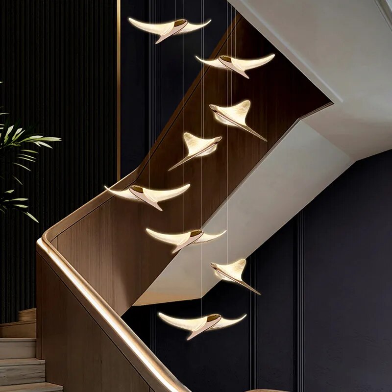Lustre moderne luxe design villa escalier acrylique - vue 3 sur 15