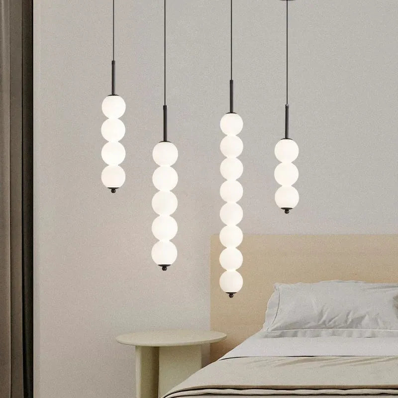 Suspension en verre nordique LED cuivre vent gourde 3-8 tête chevet suspendu décor lampe pour étude chambre salon éclairage - vue 2 sur 14