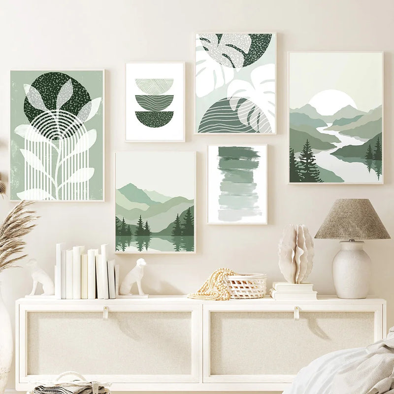 affiches géométriques art mural arc-en-ciel pour décoration intérieure