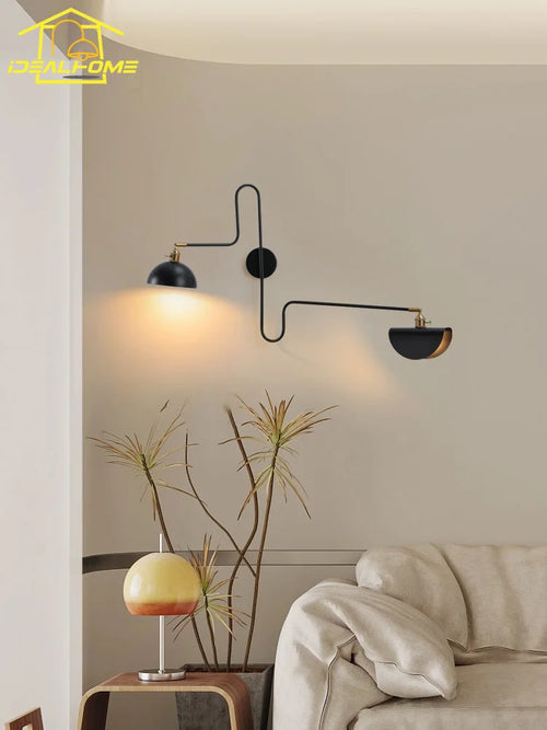 applique murale design industrielle bras pivotant avec interrupteur
