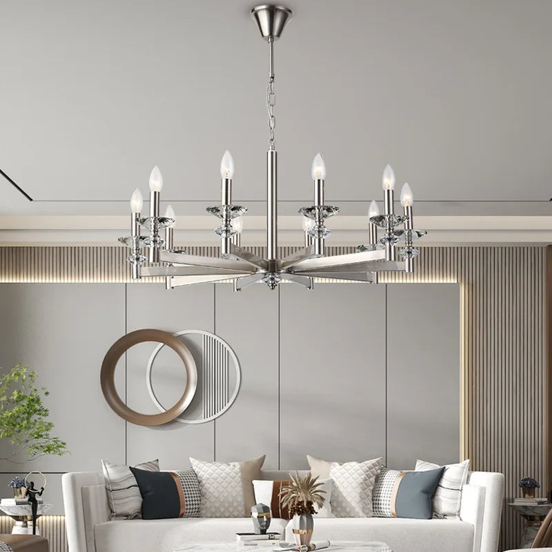 lustre en cristal style industriel européen rétro en fer - vue 4 sur 11