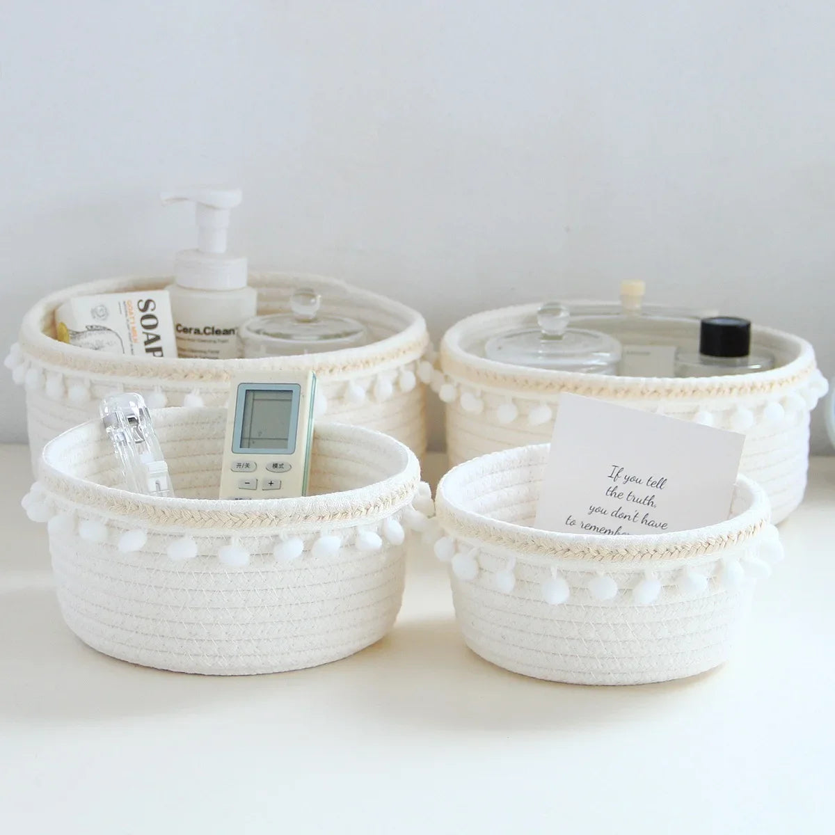 panier de rangement tissé portable pour jouets et bureau - vue 7 sur 9