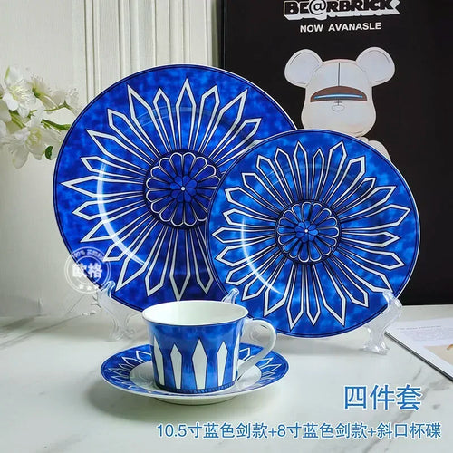 assiette style européen motif sceau thé dim sum