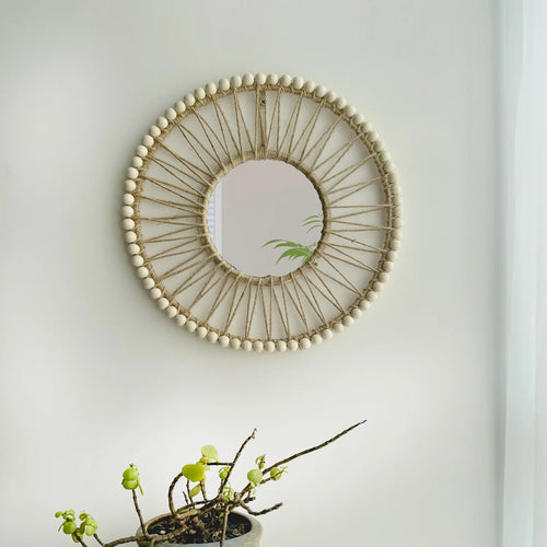 miroir décoratif nordique tissé à la main pour un intérieur créatif