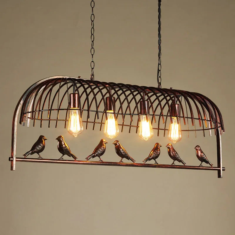 Lustre industriel rétro oiseau créatif en fer pour loft restaurant bar