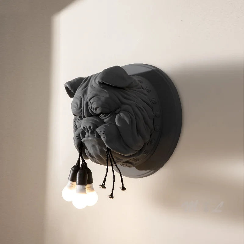 applique murale en résine décorative avec tête de chien nordique