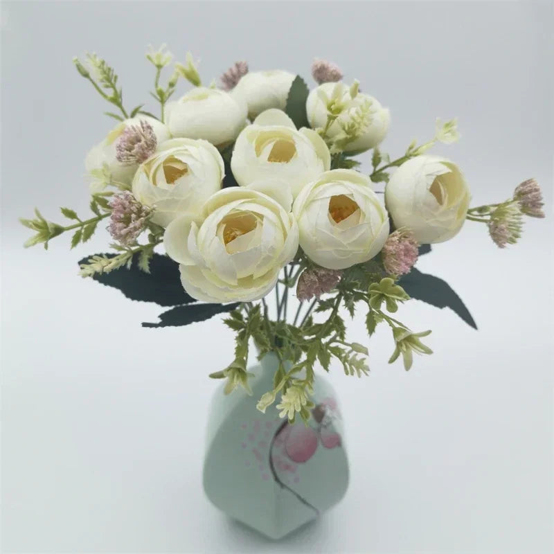 bouquet de roses en soie décoration de jardin fleurs artificielles - vue 7 sur 12