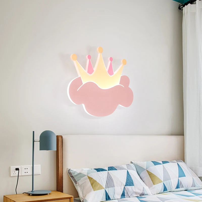 applique murale couronne avec télécommande pour chambre d'enfant - vue 5 sur 9