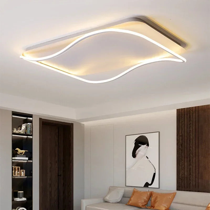 lustre moderne à leds pour décoration intérieure simple vague - vue 7 sur 20
