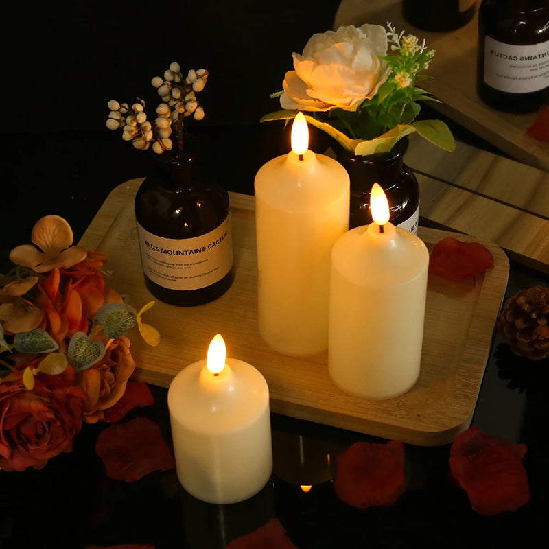 lot de 3 bougies led sans flamme avec minuterie à distance