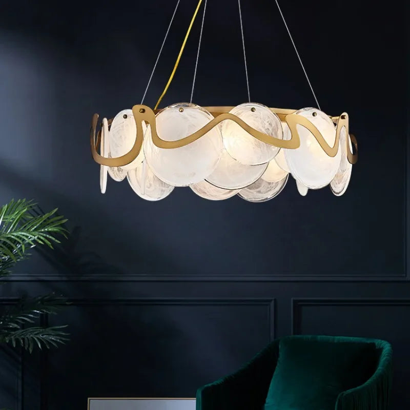 lustre post-moderne en verre simple pour salon luxueux