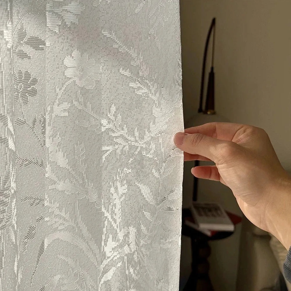 Voilage dentelle élégant floral pour salon chambre moderne - vue 8 sur 8