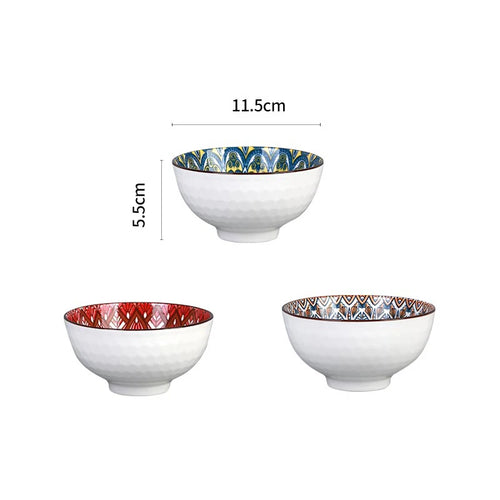 Ensemble bols ceramique motif floral boheme 115mm