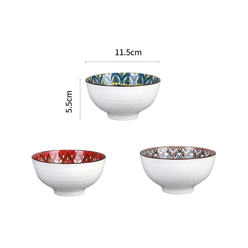 Ensemble bols ceramique motif floral boheme 115mm - vue 7 sur 7