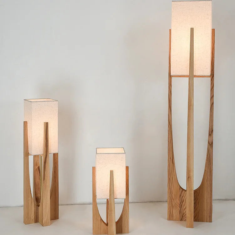 Lampadaire en bois chinois salon chambre canapé chevet lampe de Table verticale nordique en bois massif Led lampe sur pied décor de pièce - vue 5 sur 12