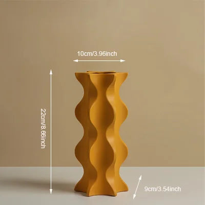 vase en céramique géométrique nordique pour fleurs séchées décoration maison - vue 9 sur 11