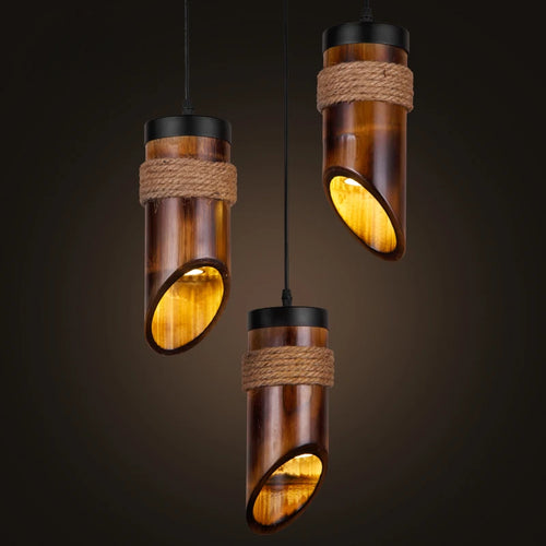 Style américain loft suspension lumière restaurant couloirs chinois Antique bambou corde art lampe suspendue pub magasin café lampes MJ710
