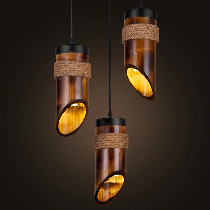 Style américain loft suspension lumière restaurant couloirs chinois Antique bambou corde art lampe suspendue pub magasin café lampes MJ710 - vue 6 sur 7