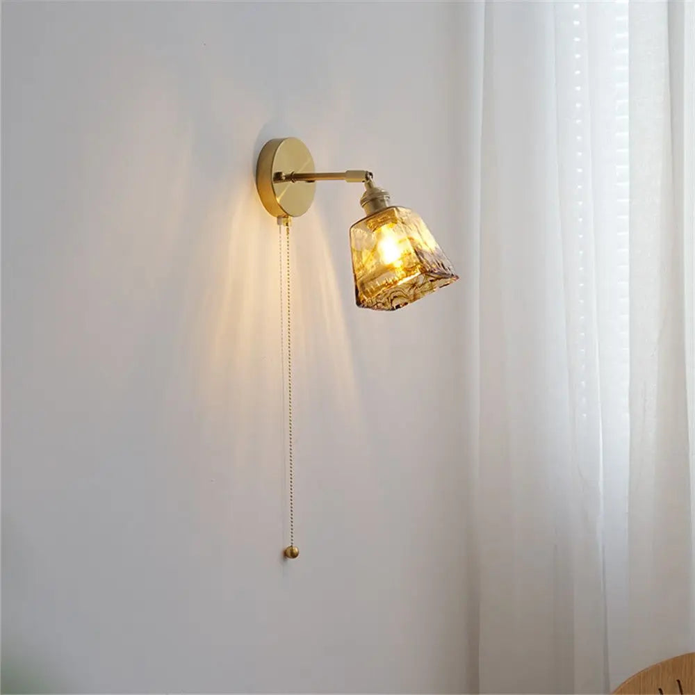 Applique murale rotative rétro en verre cuivré avec interrupteur