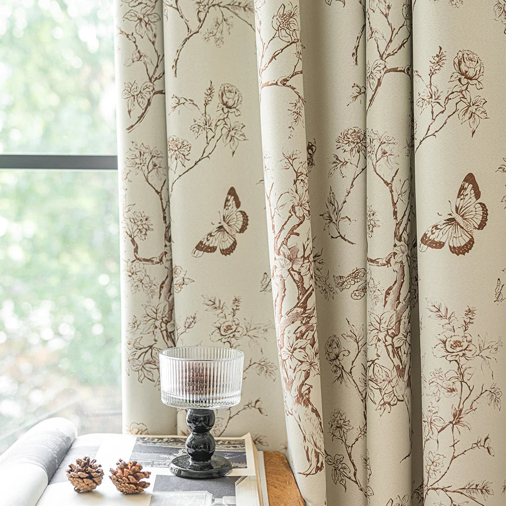 Rideau occultant motif floral moderne pour salon chambre - vue 4 sur 7