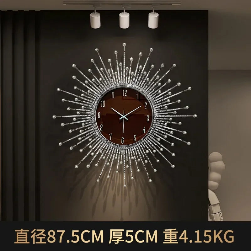 horloge murale de luxe en forme de soleil pour décoration moderne - vue 8 sur 10