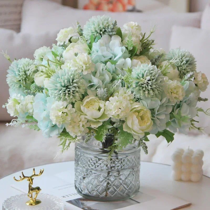 bouquet d'hortensias de pivoines artificielles pour décoration festive
