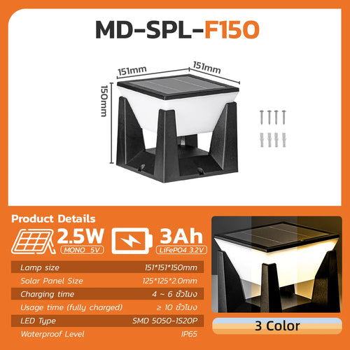 lampadaire solaire étanche pour éclairage extérieur jardin et allée