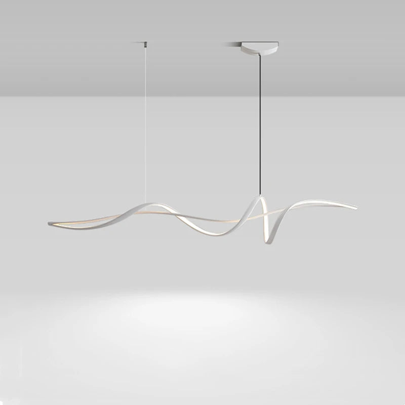 ruban forme Design salle à manger LED lustre en aluminium simplicité salon maison décoration intérieure éclairage de Table