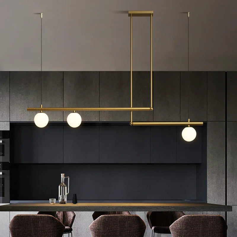 lustre led moderne nordique minimaliste en verre pour décoration de restaurant