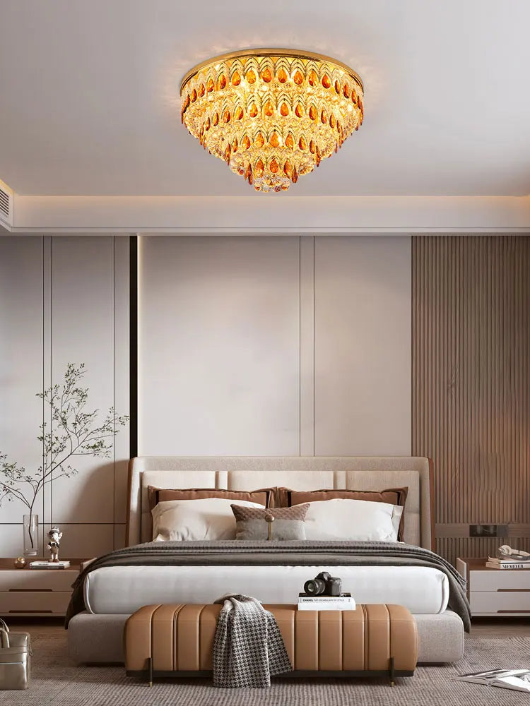 lustre dimmable en cristal design pour intérieur moderne