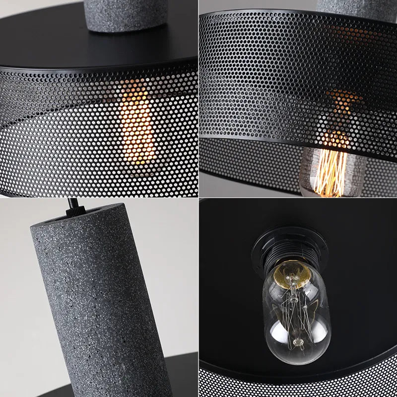Lustre suspension lumière fer ciment - vue 7 sur 25