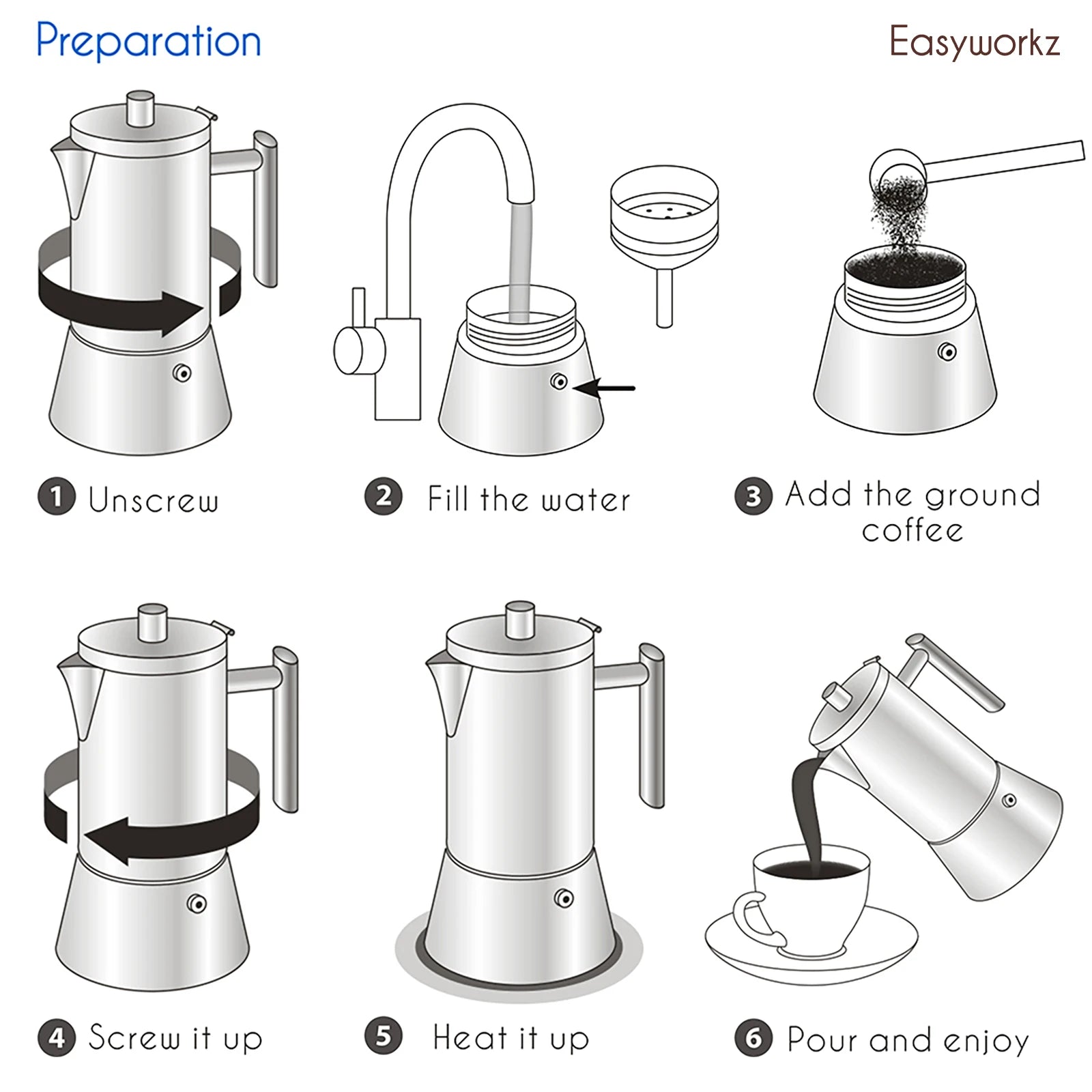 Cafetière italienne inox design induction easyworkz diego - vue 7 sur 7