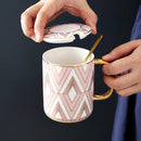 Mug céramique style britannique avec couvercle et cuillère
