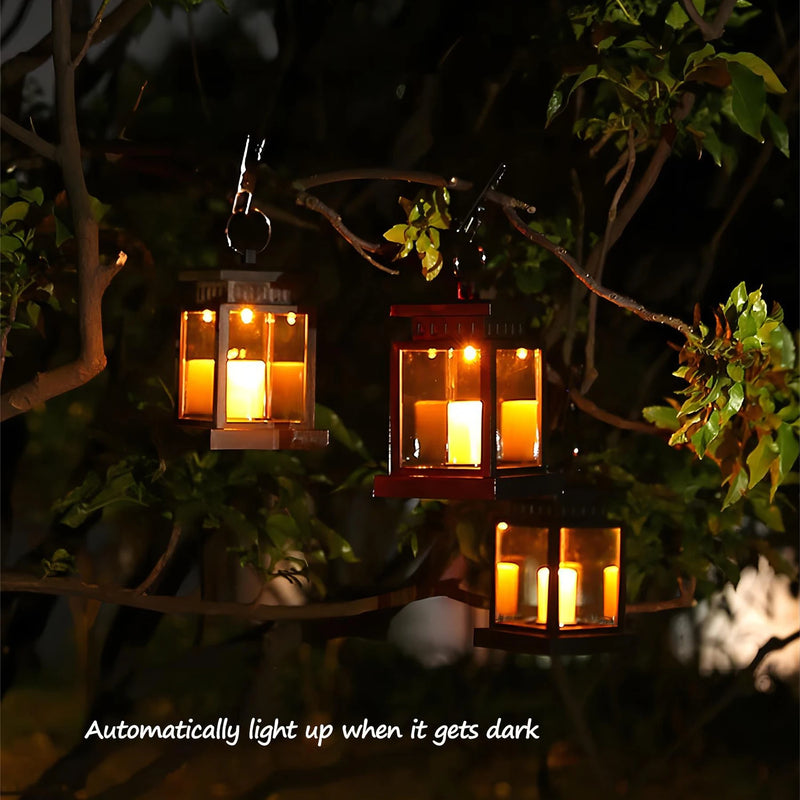 LED lumières solaires bougie lanterne extérieure palais lanterne lampe de jardin avec crochet paysage éclairage lampadaires étanche noël