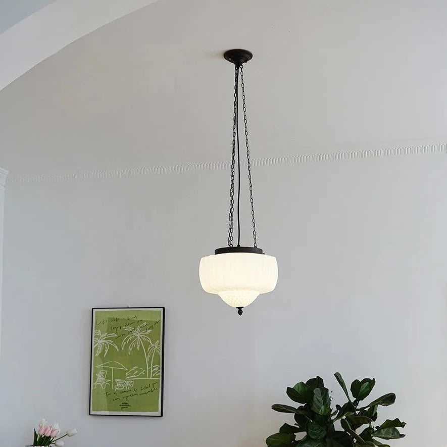 Suspension industrielle en métal verre rétro américain - vue 6 sur 7