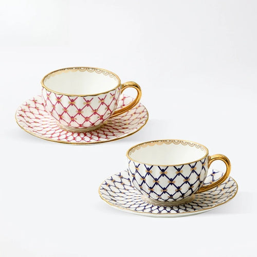 Tasse café porcelaine style nordique anse dorée
