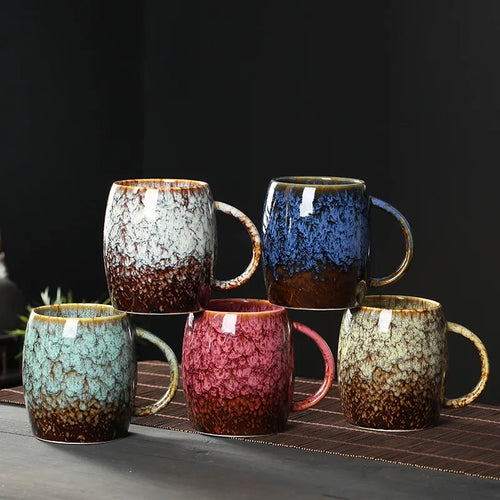 Mug ceramique style japonais retro grande capacite couple