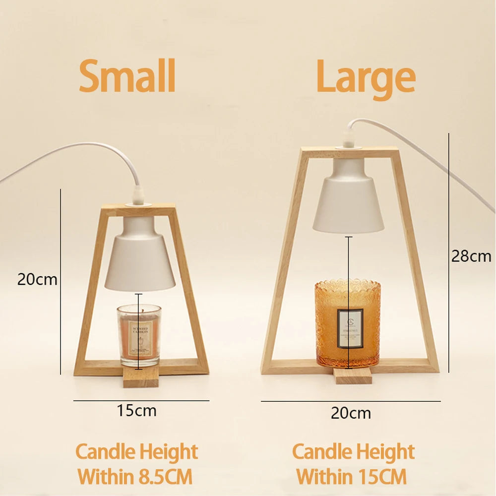 Lampe chauffe-bougie bois nordique 110/230V éclairage intérieur - vue 5 sur 6