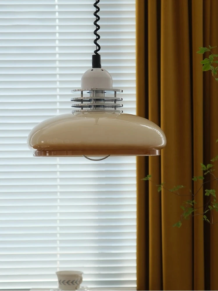lustre style industriel rétractable minimaliste en verre - vue 5 sur 7