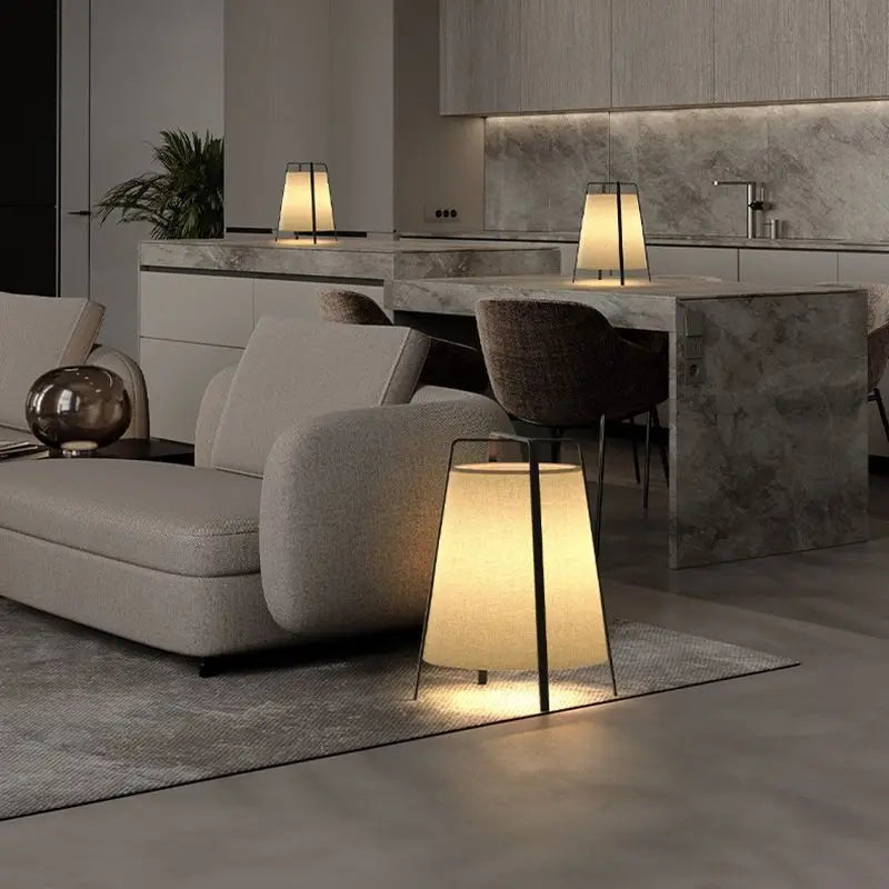 lampadaire japonais rétro en tissu design moderne élégant - vue 6 sur 8
