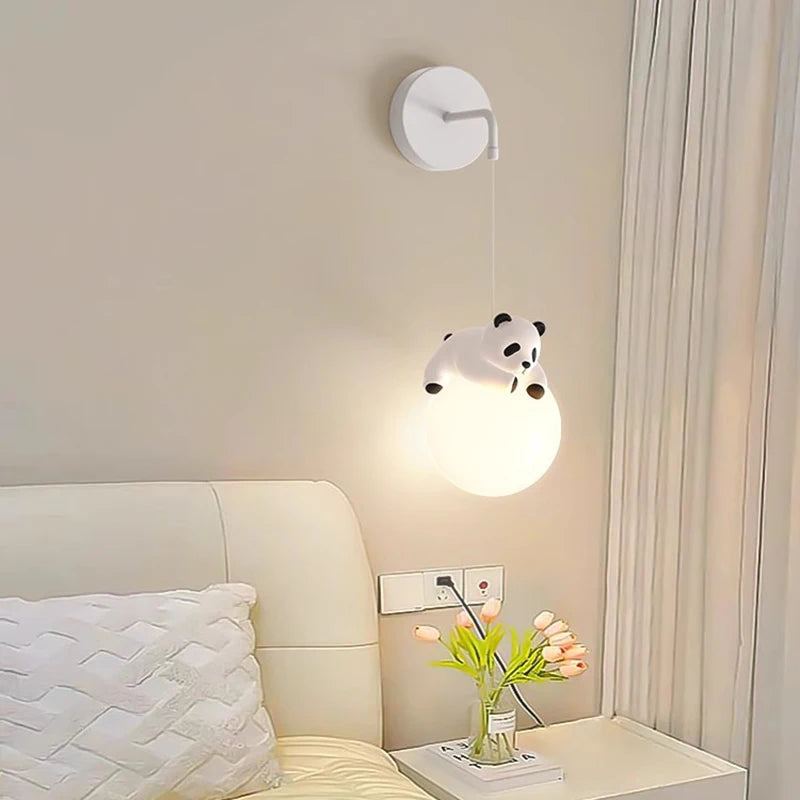 lustre suspendu en résine panda pour chambre d'enfants