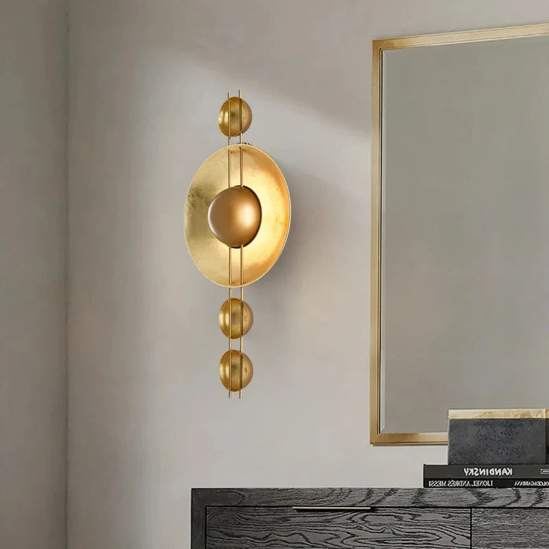 Applique murale art déco en métal doré lampe créative