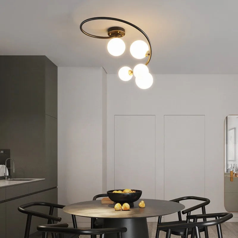 plafonnier moderne en cuivre irrégulier avec lumière personnalisée - vue 6 sur 9