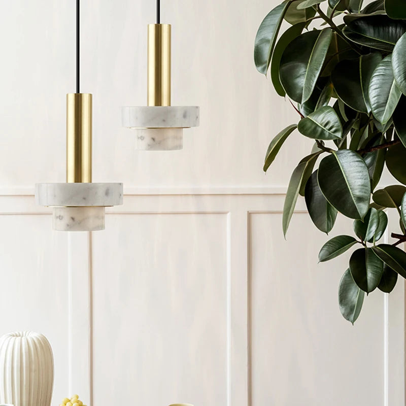 Suspension LED en marbre décorative pour divers espaces - vue 4 sur 17