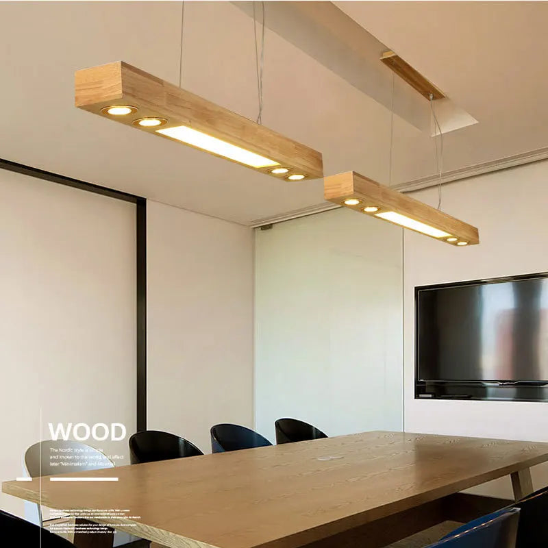 Suspension en bois au design moderne LED - vue 5 sur 8